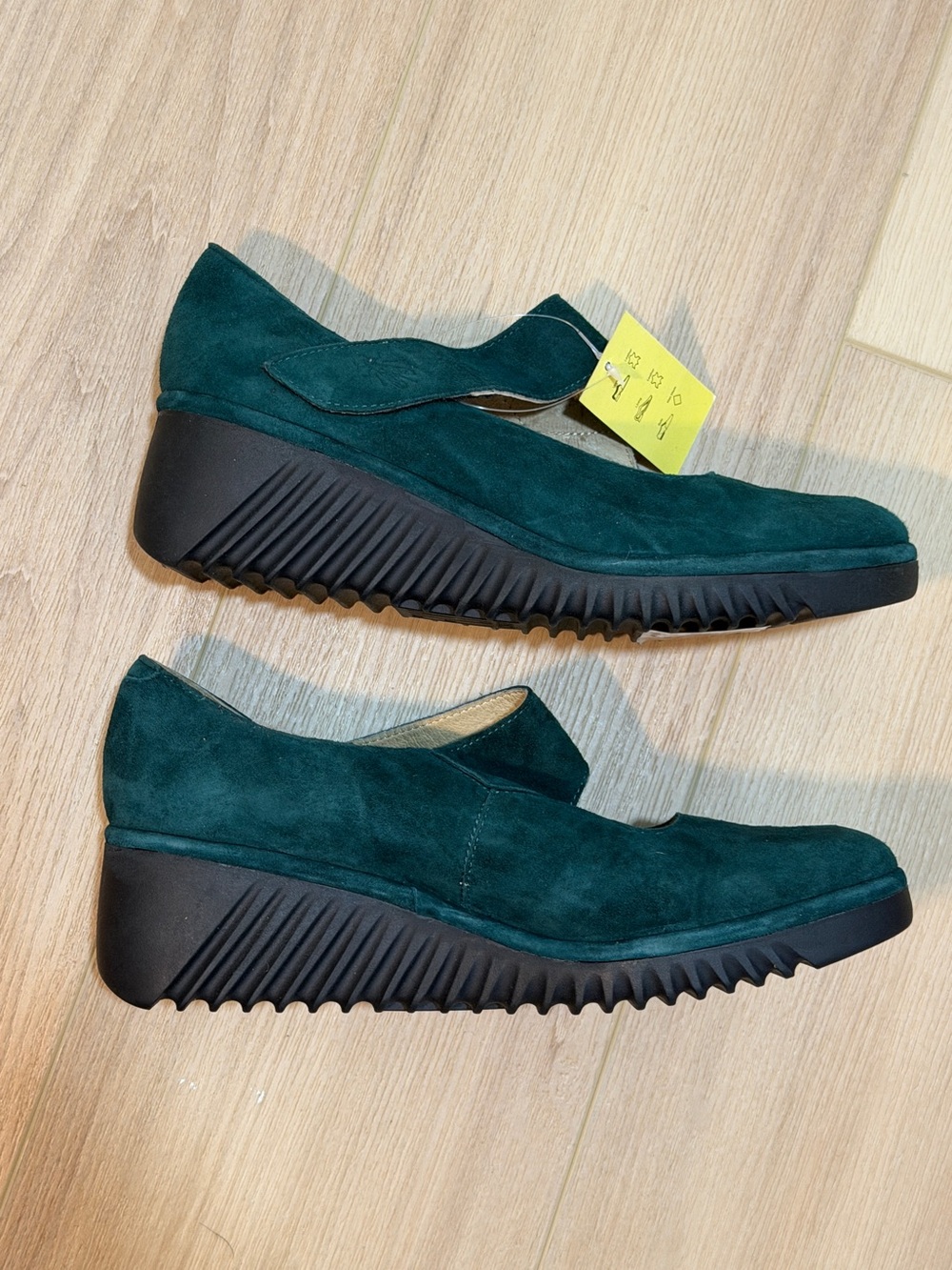 NWT Fly London Lato Mary Jane Suede Wedges—Size 39